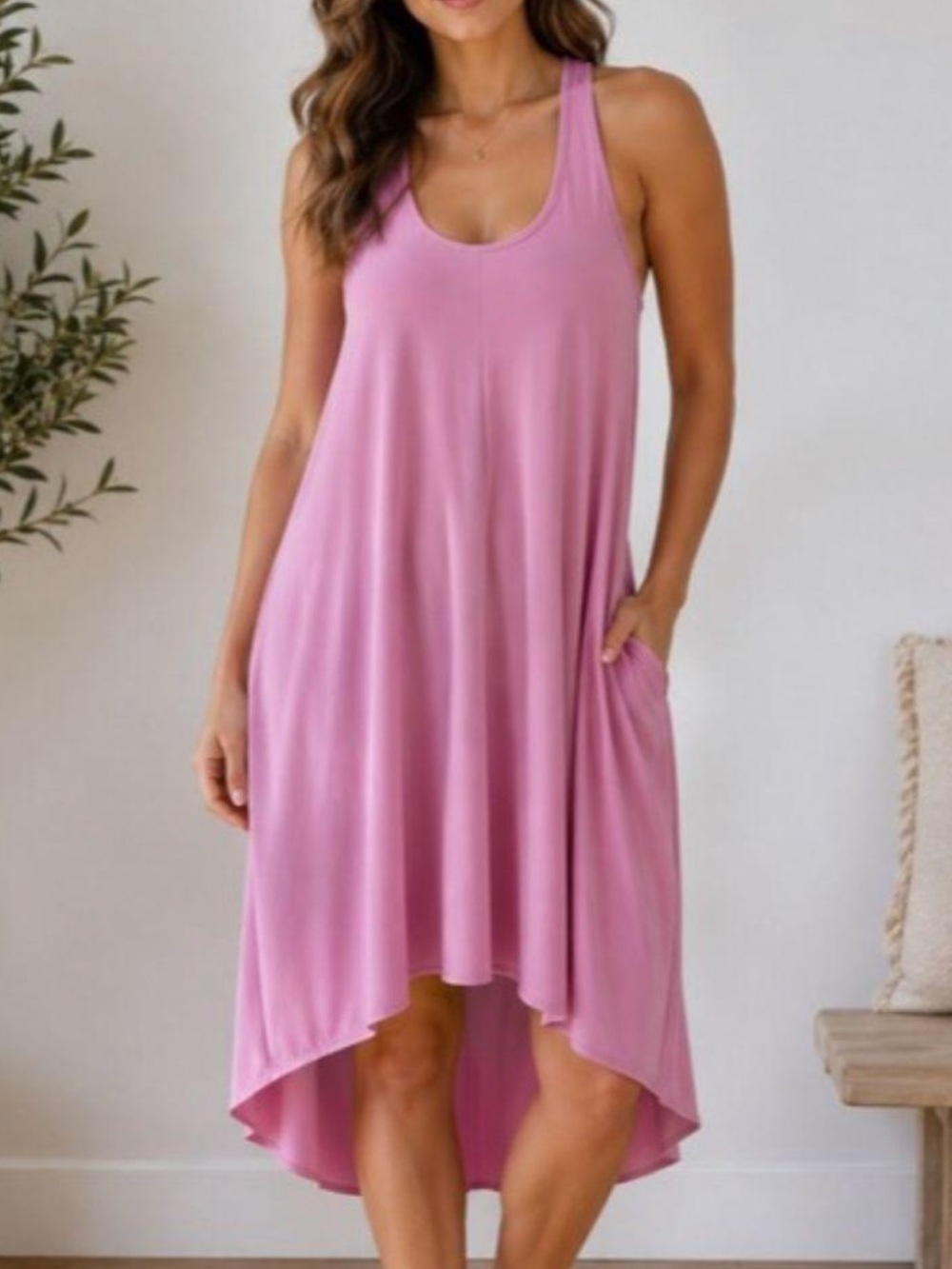 Athleta Light Pink Sleeveless High-Low Dress